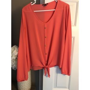 Peach long sleeve blouse